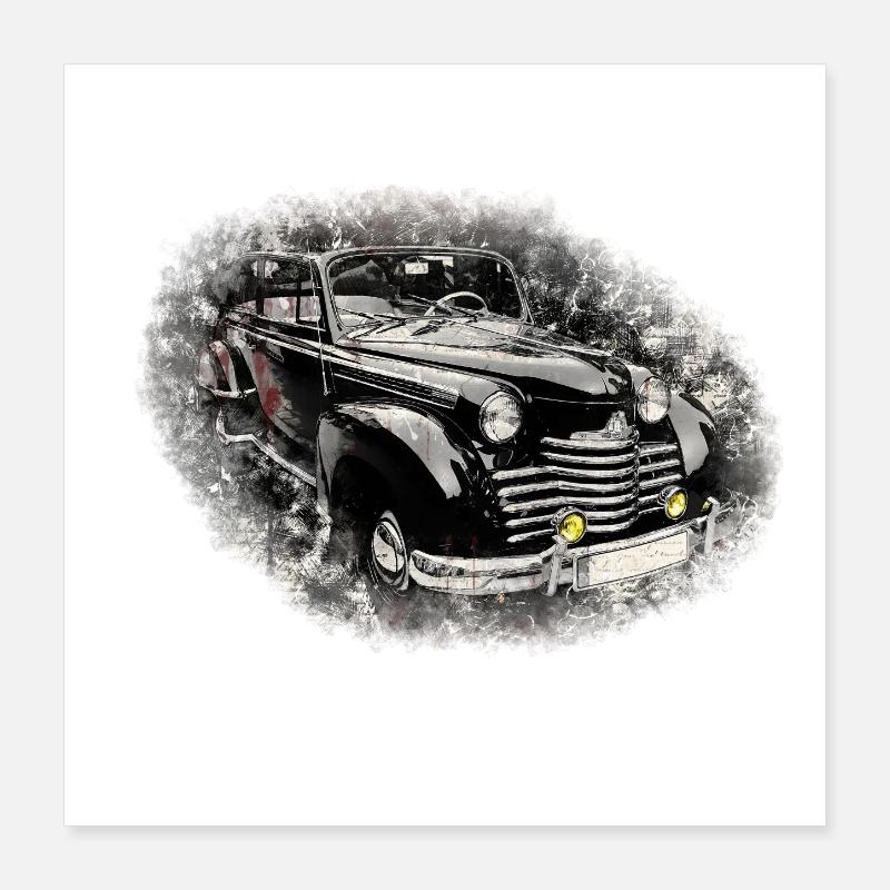 Nostalgic Old American Dream Car Poster 16" x 16" (40x40 cm)