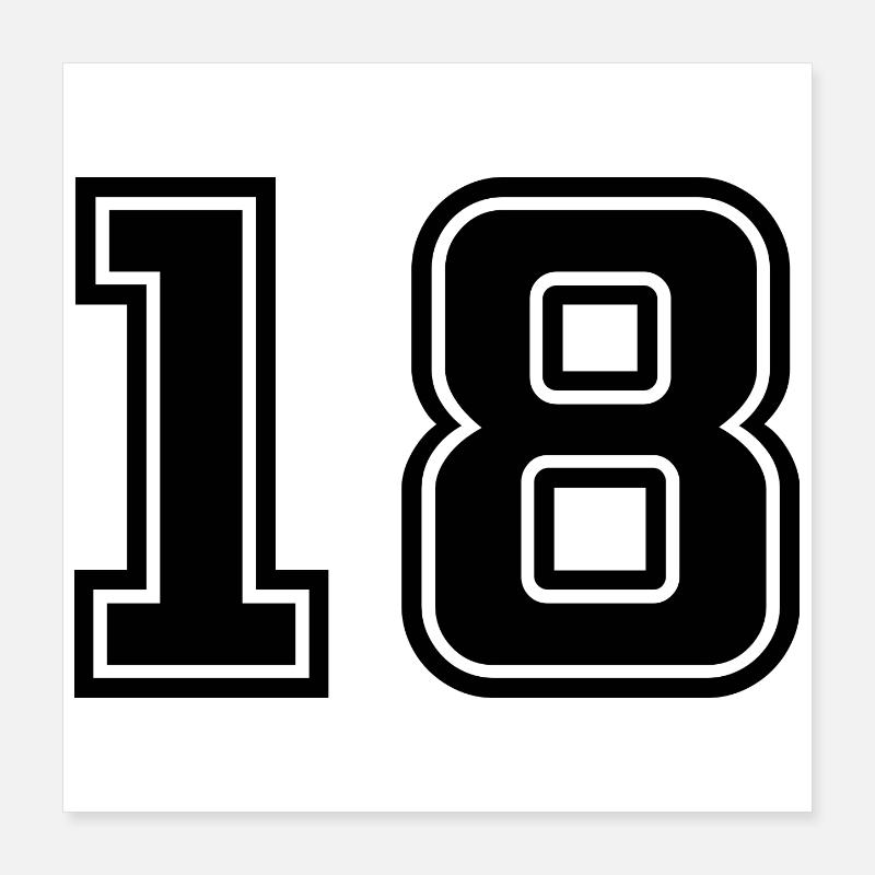 nummer 18 Poster 40x40 cm