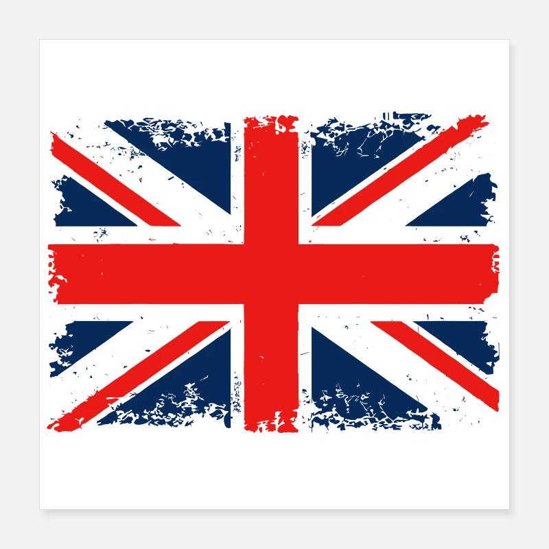 Distressed Union Jack Flag Poster 16" x 16" (40x40 cm)