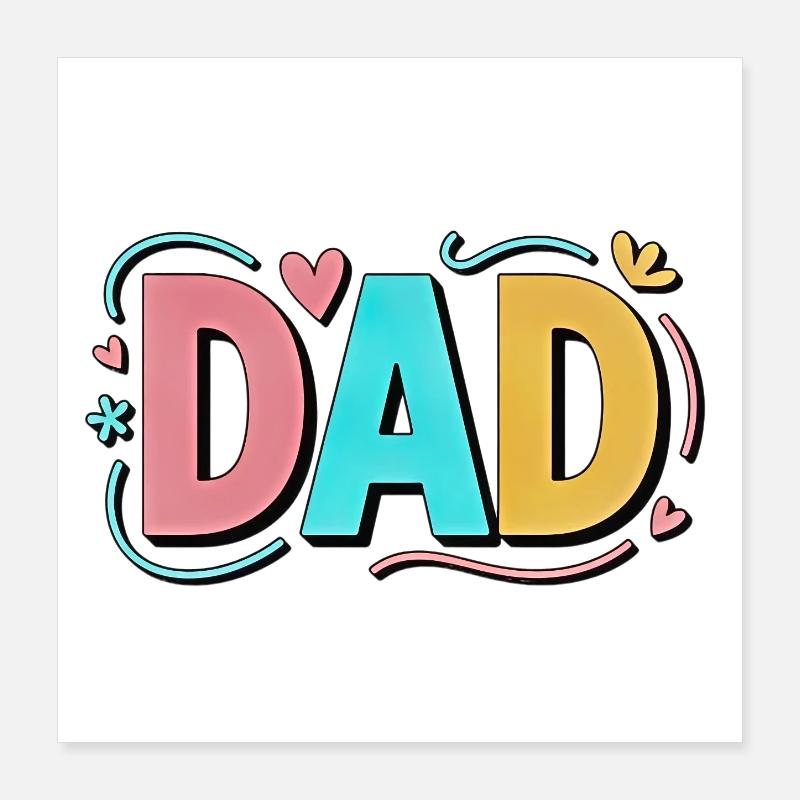 Design de cœurs de papa en dégradé pastel Poster 40 x 40 cm