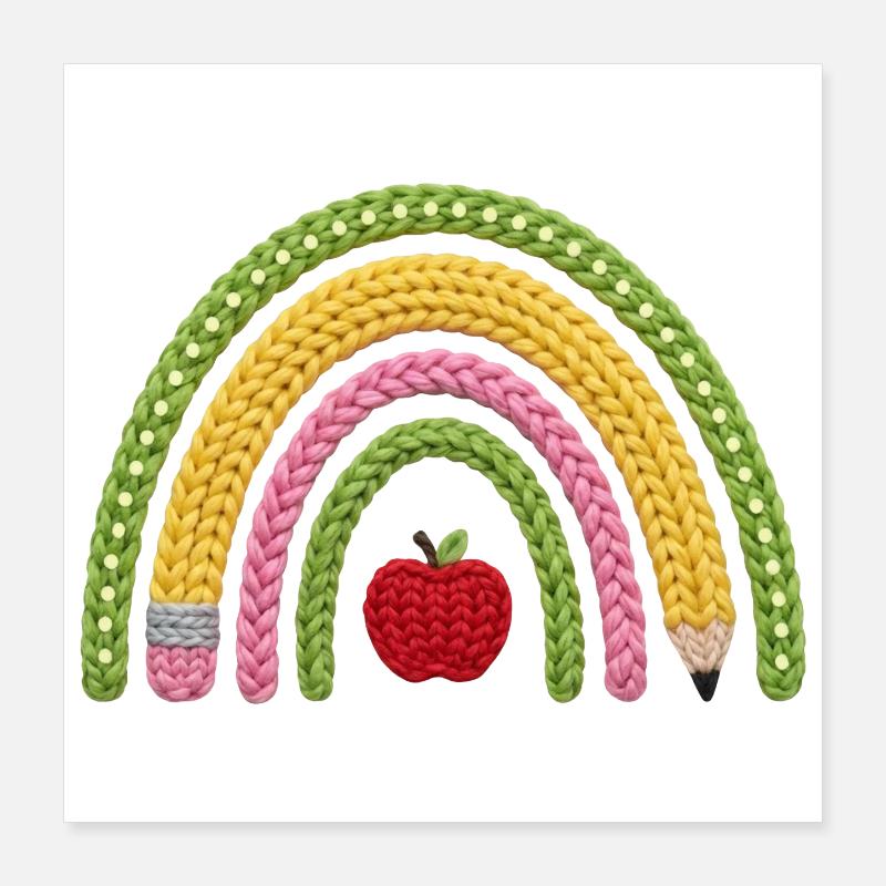 Rainbow for School Child (Faux Yarn Knitting Pattern) Poster 16" x 16" (40x40 cm)