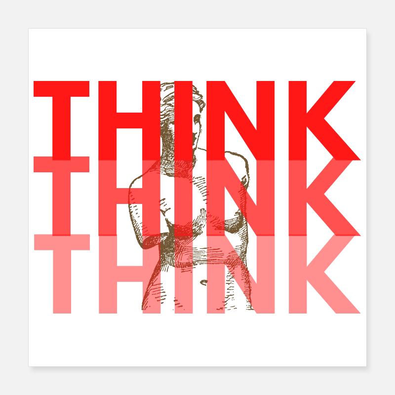 Red Think Overlay-Typografie Poster 40x40 cm