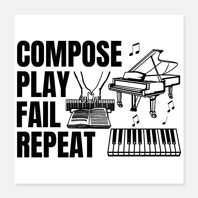 Routine quotidienne du pianiste Poster 40 x 40 cm