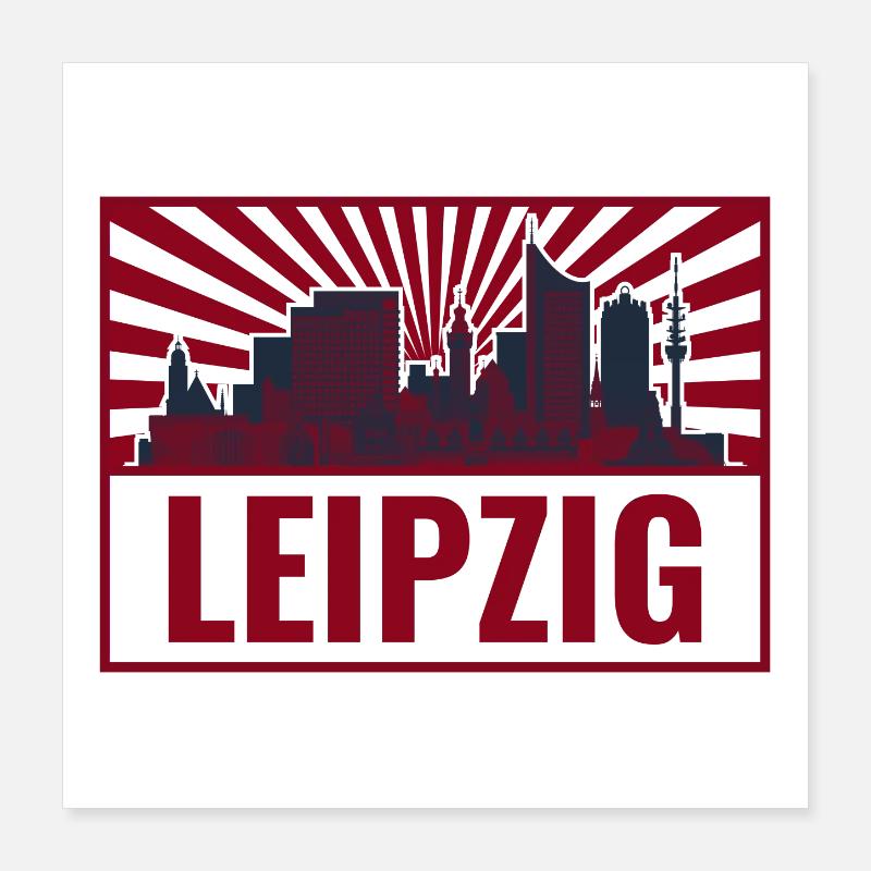 Leipzig Skyline Retro Rot Poster 40x40 cm