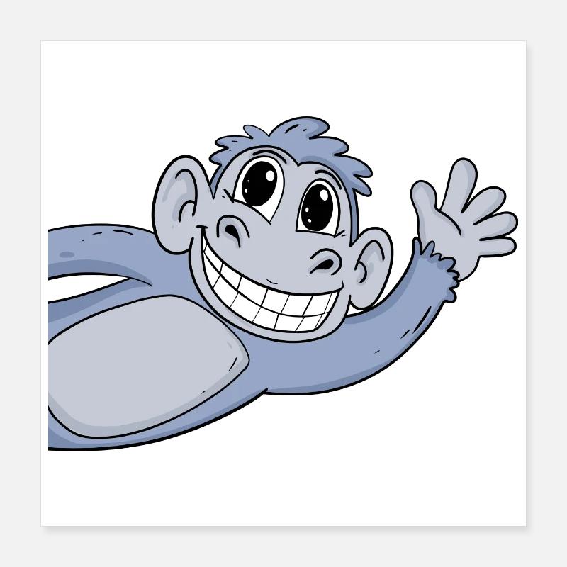 Salutation des singes Poster 40 x 40 cm
