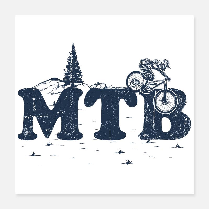 Silhouette de sentier VTT Poster 40 x 40 cm