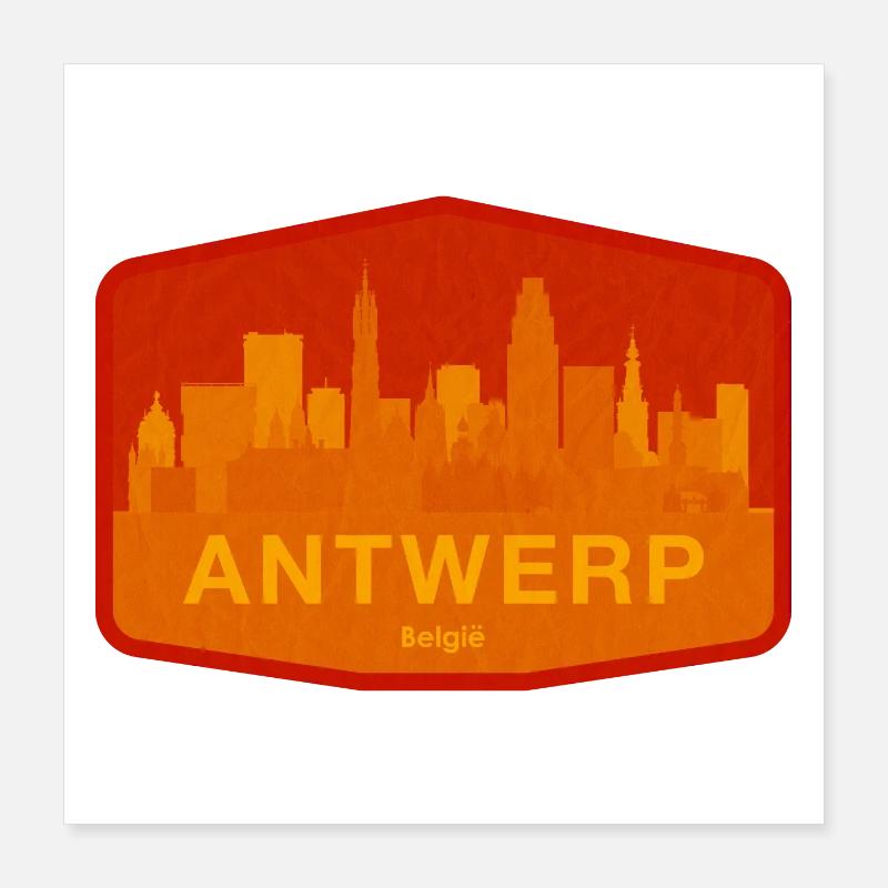 Orange chaud de la Skyline d’Anvers Poster 40 x 40 cm