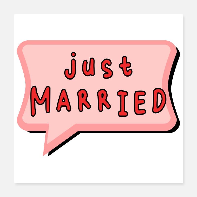 JUST MARRIED. EVJF. SAINT VALENTIN. COUPLE Poster 40 x 40 cm