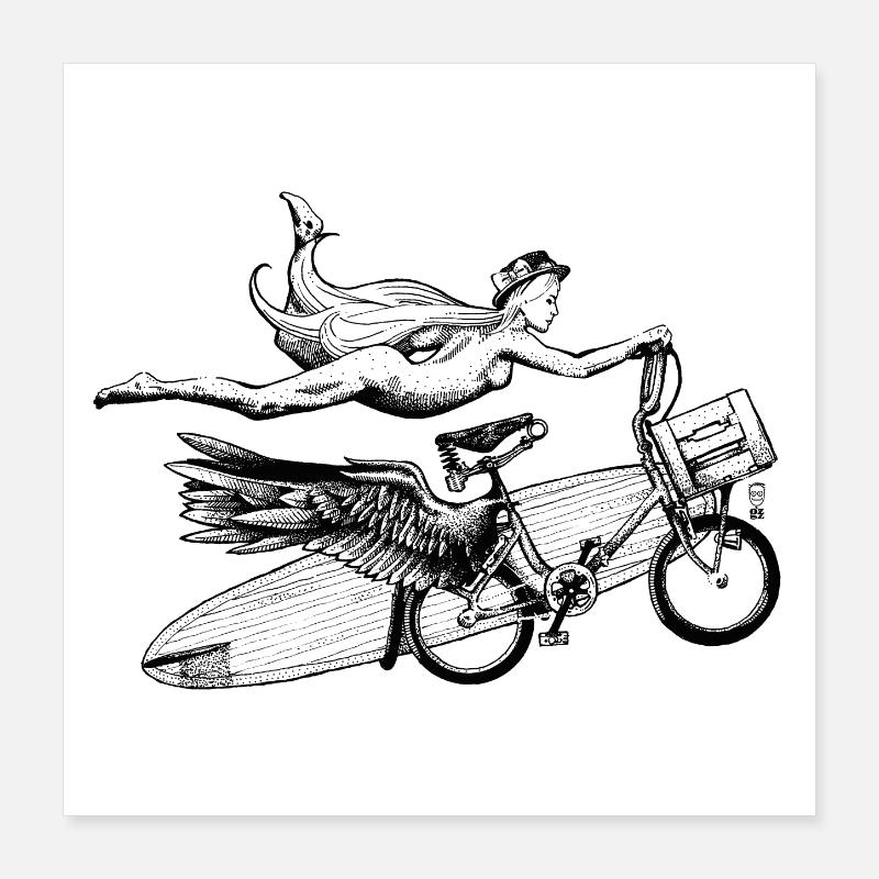 Flying Bike Poster 40 x 40 cm