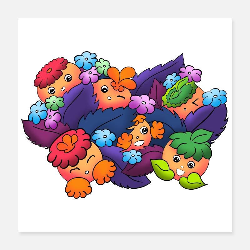 Boutons de rêve dans les feuilles d’automne Poster 40 x 40 cm