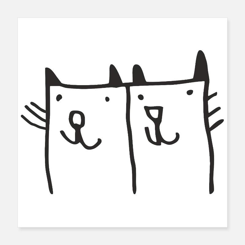 Illustration de chat ludique Poster 40 x 40 cm