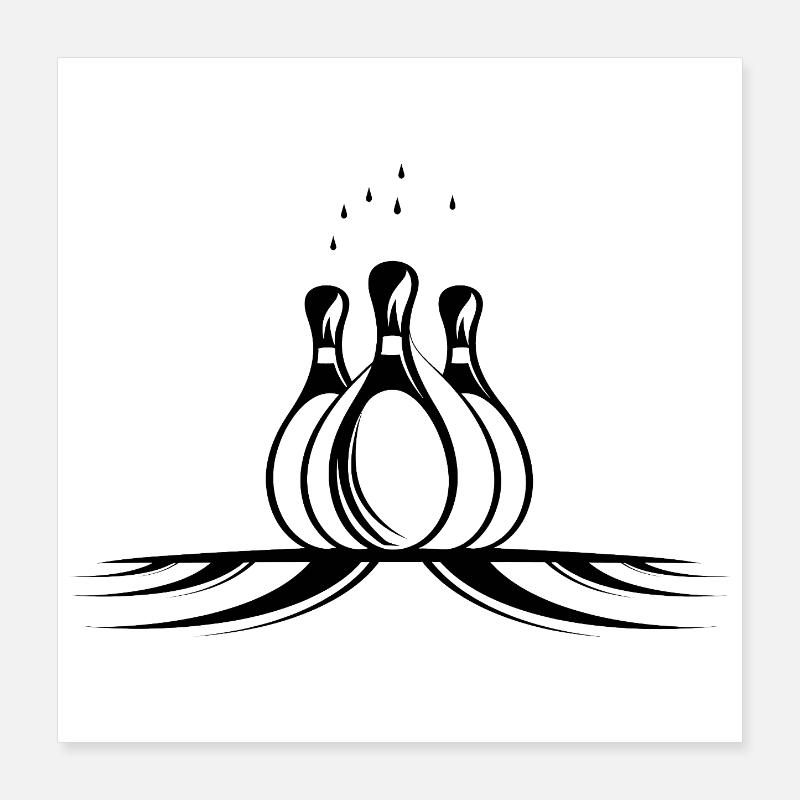 Bowling Drawing Poster 16" x 16" (40x40 cm)