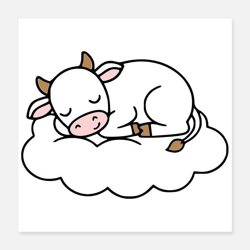Nuage de Vache endormi Bébé de rêve Poster 40 x 40 cm