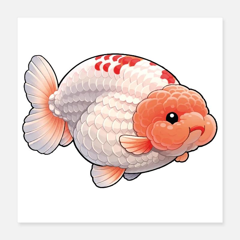SUPER FAT RANCHU© AAA White Orange Ranchu Goldfish Poster 40x40 cm