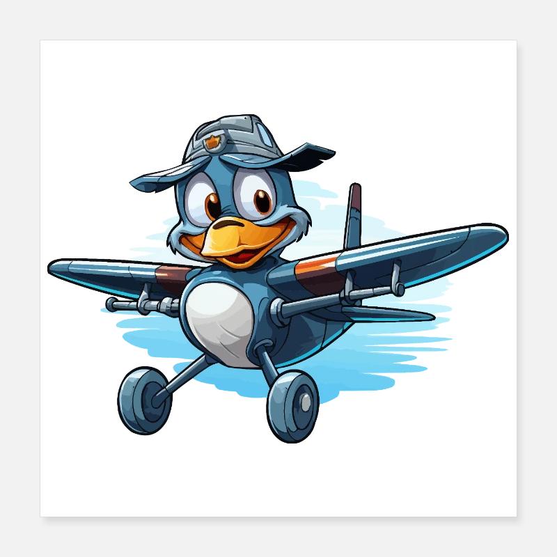 Pilote de pingouin dans un avion Poster 40 x 40 cm
