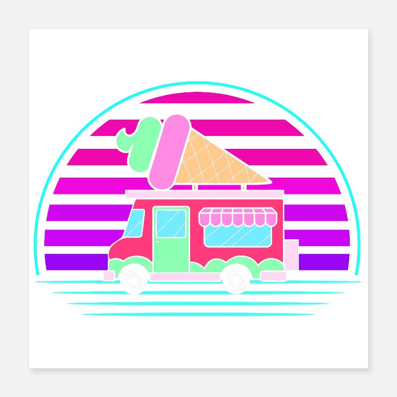Eiscreme Eiswagen Eis Eisdiele Poster 16" x 16" (40x40 cm)