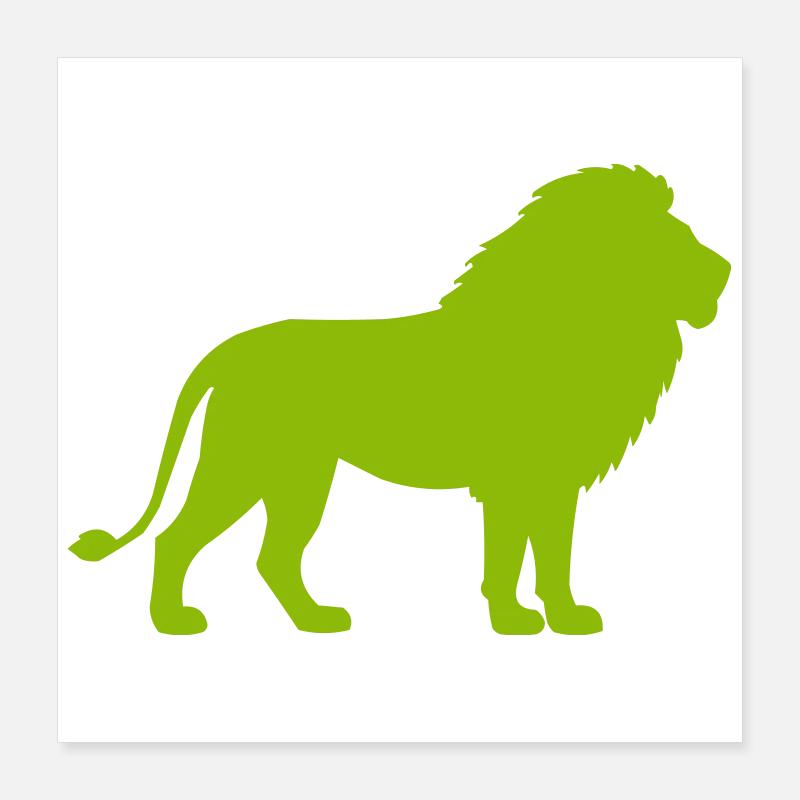 Lion Silhouette Neon Green Poster 16" x 16" (40x40 cm)