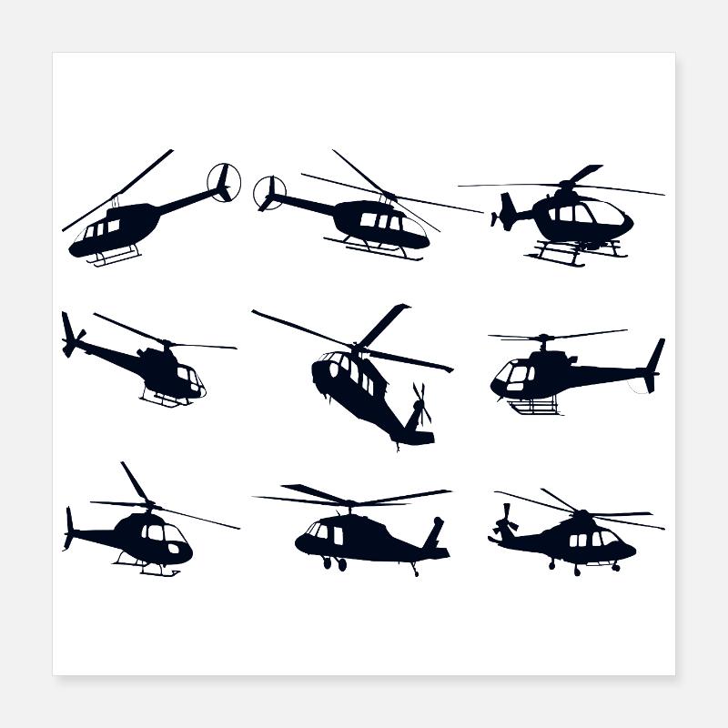 Hélicoptère Helicopter Poster 40 x 40 cm