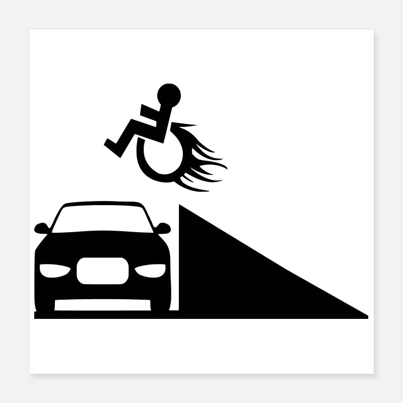 Une personne en fauteuil roulant saute par-dessus une rampe # Poster 40 x 40 cm