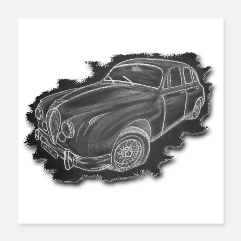 Oldtimer - Dessin Poster 40 x 40 cm