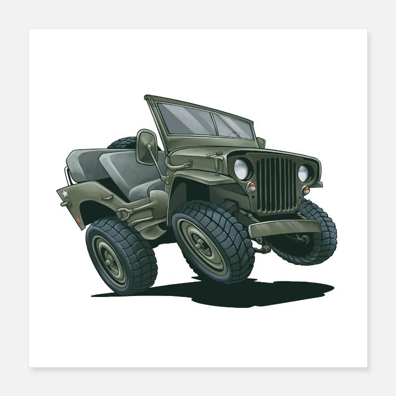Willys MB Offroader 4x4 Millityr Oldtimer Us Army Poster 40 x 40 cm