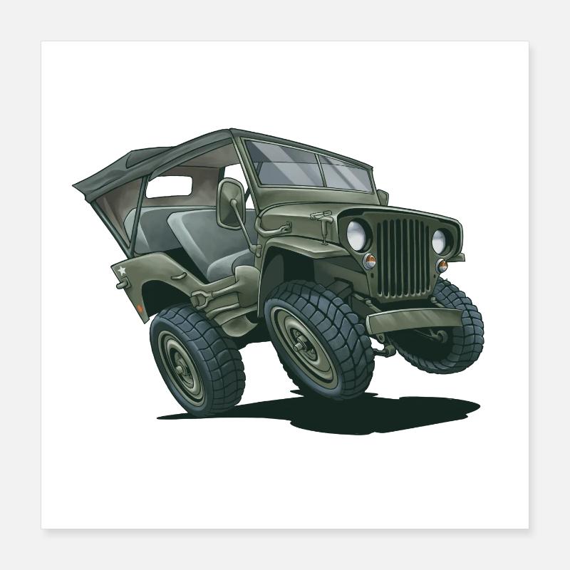 Willys MB Offroader 4x4 ROOFTOP Oldtimer Us Army Poster 40 x 40 cm