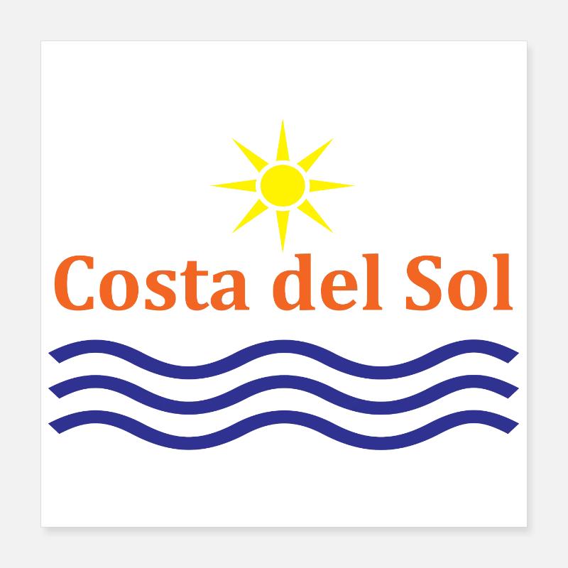 Costa del Sol Sun and Waves Design Poster 16" x 16" (40x40 cm)