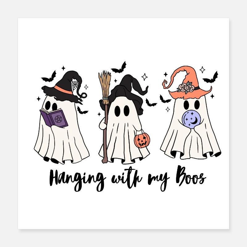 🧙 ♀️ Witchy Ghost Squad – Effrayant et mignon 👻 Poster 40 x 40 cm