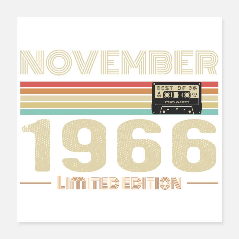 November 1966 Vintage Birthday Retro Tee Poster 40 x 40 cm
