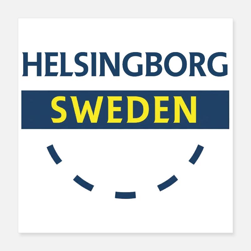 Panneau bleu et jaune de la ville d’Helsingborg Poster 40 x 40 cm