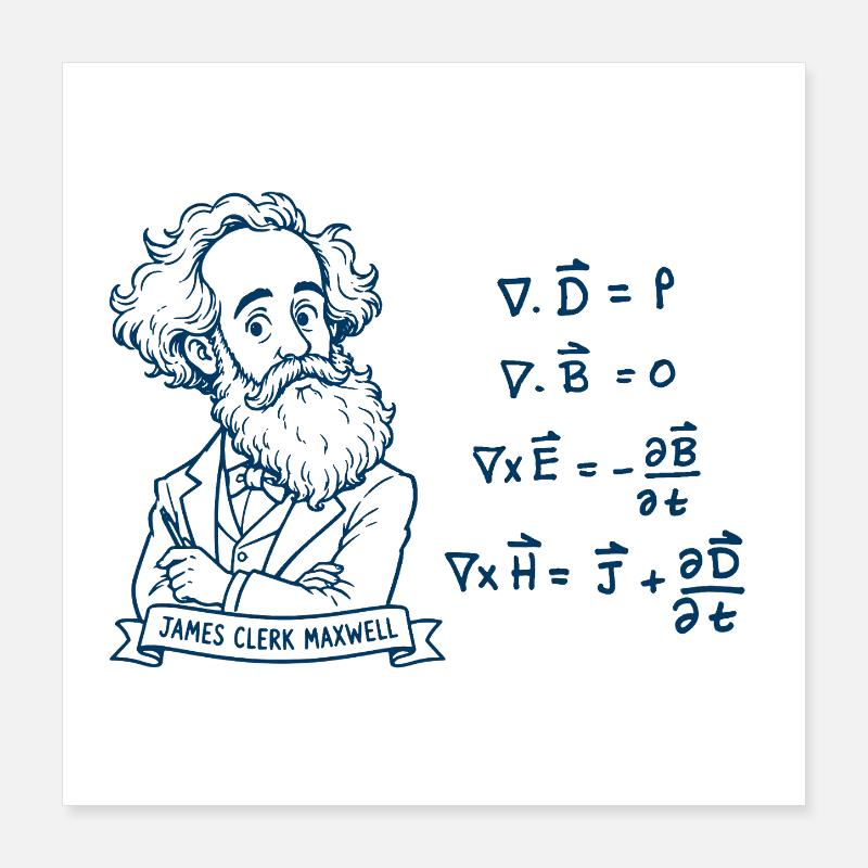 Maxwell et les équations en bleu Poster 40 x 40 cm