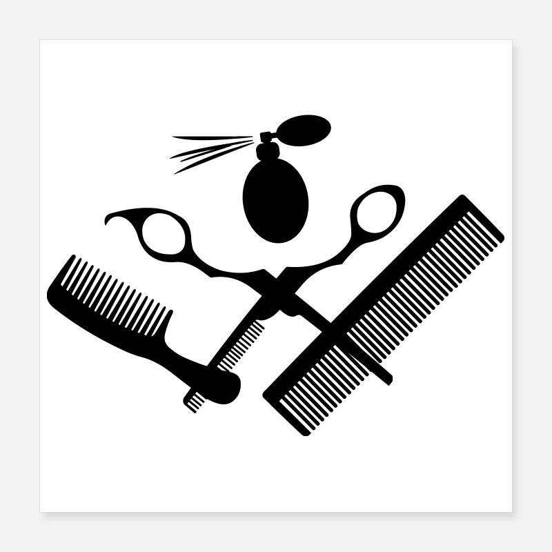 Pour salon de coiffure avec ciseaux Poster 40 x 40 cm