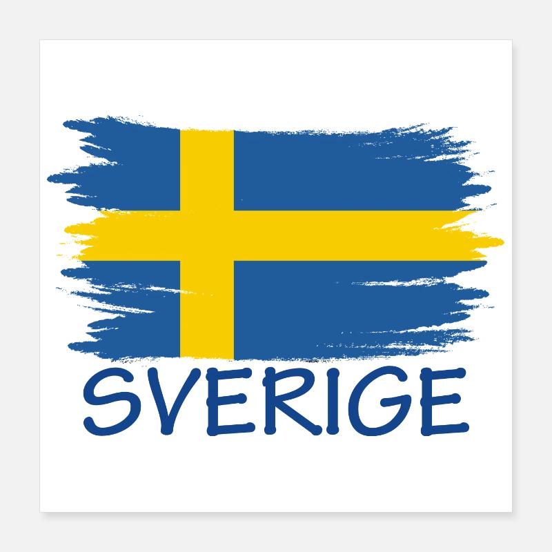 Sverige Suède Suède Conception du drapeau de la Suède Poster 40 x 40 cm