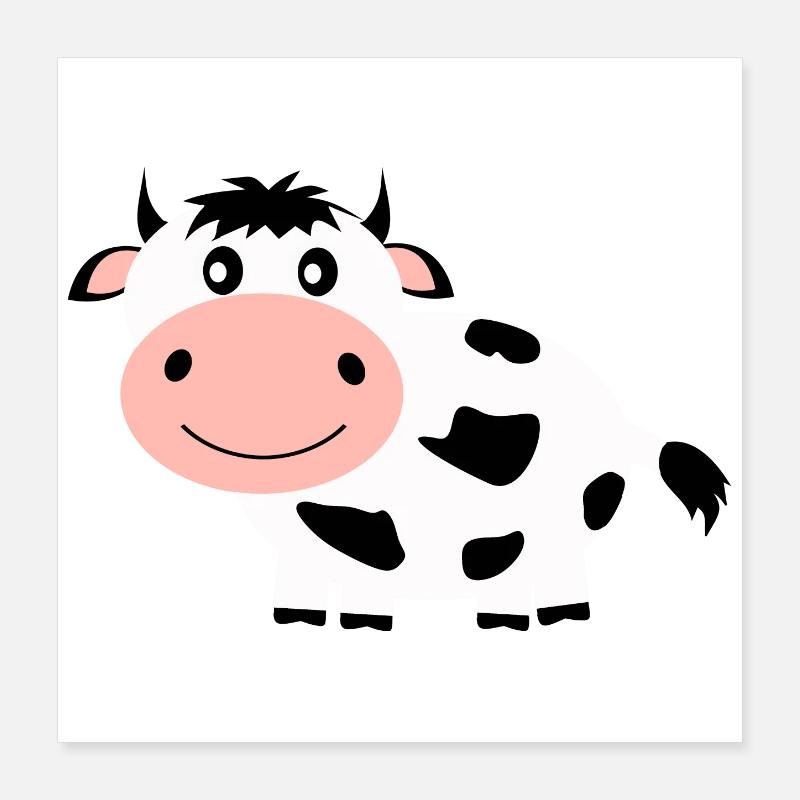 Bande dessinée vache en noir et blanc Poster 40 x 40 cm