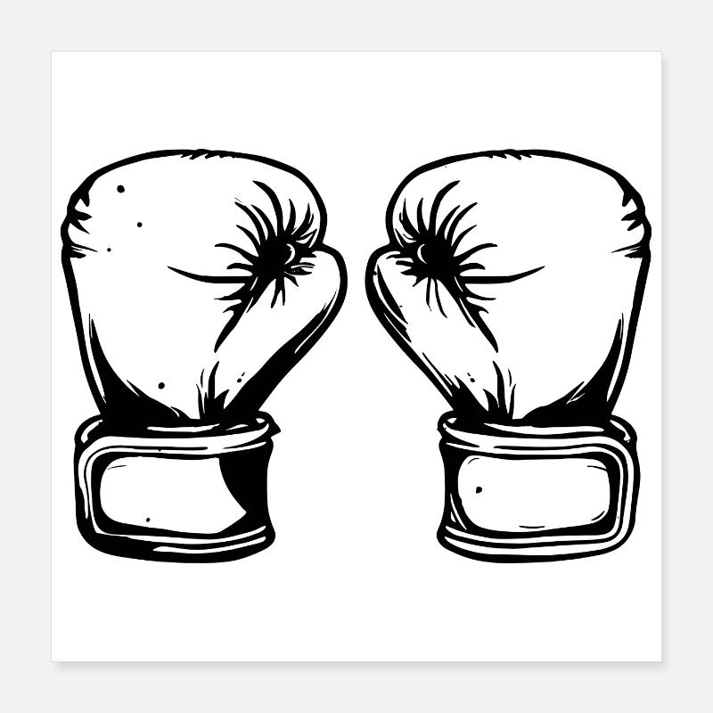 Boxhandschuhe Zeichnung Poster 40x40 cm