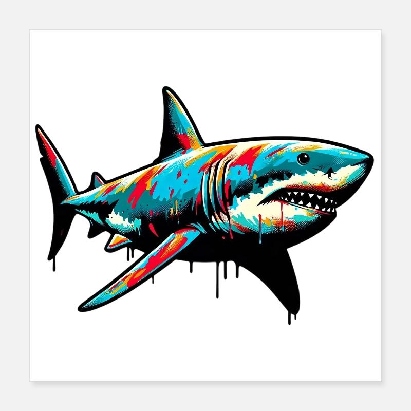 Shark Poster 16" x 16" (40x40 cm)
