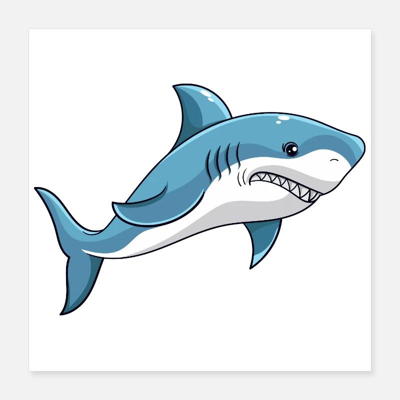 Shark shark barking great white sharks Poster 16" x 16" (40x40 cm)