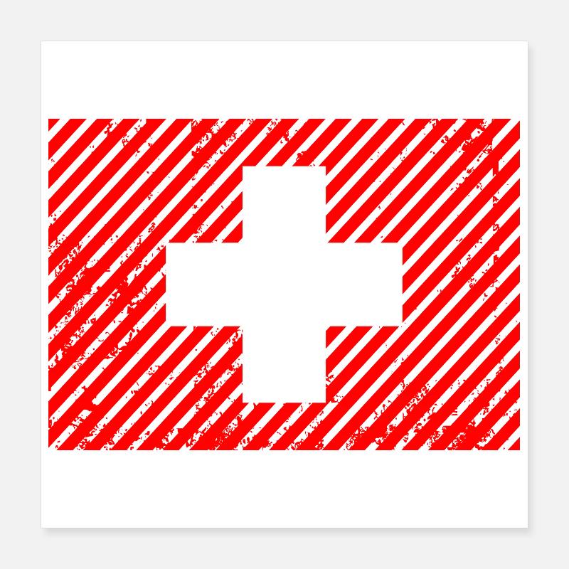 Drapeau suisse rétro Poster 40 x 40 cm