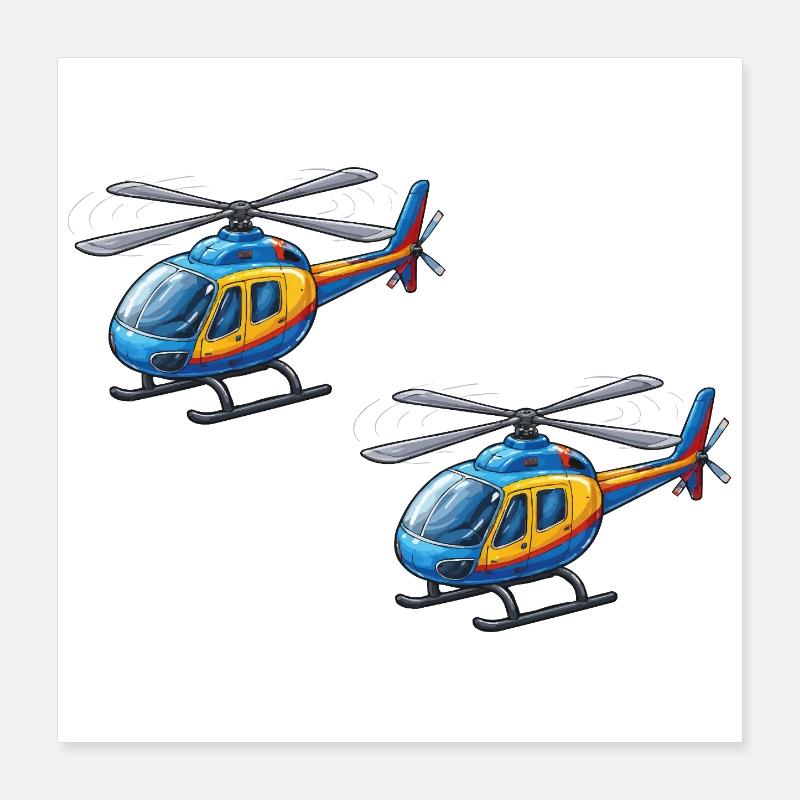 Dessin animé d’hélicoptère Poster 40 x 40 cm