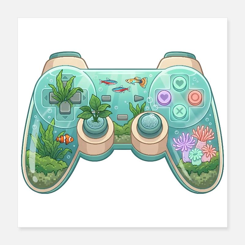 Ocean Controller – Süßer Gaming-Aufkleber Poster 40x40 cm