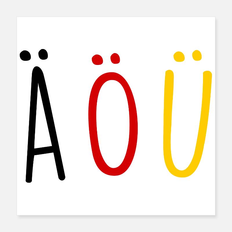 Deutsche Sprache German Language Umlaut Flagge Poster 40x40 cm
