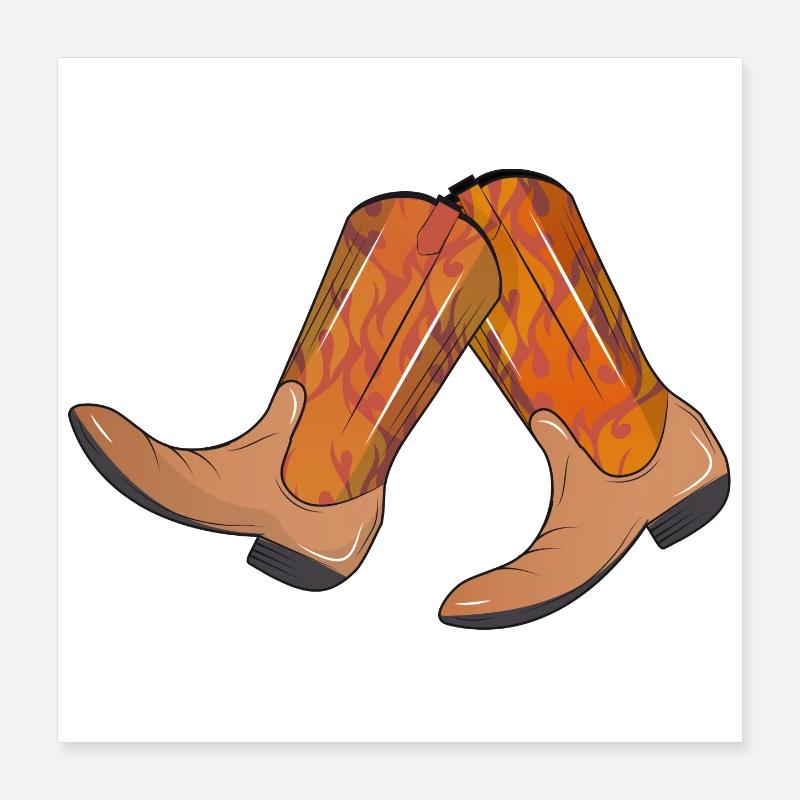 extravagant western boots with flame pattern Poster 16" x 16" (40x40 cm)