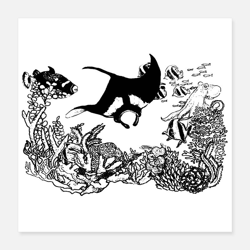 SOUS LA MER Poster 40 x 40 cm