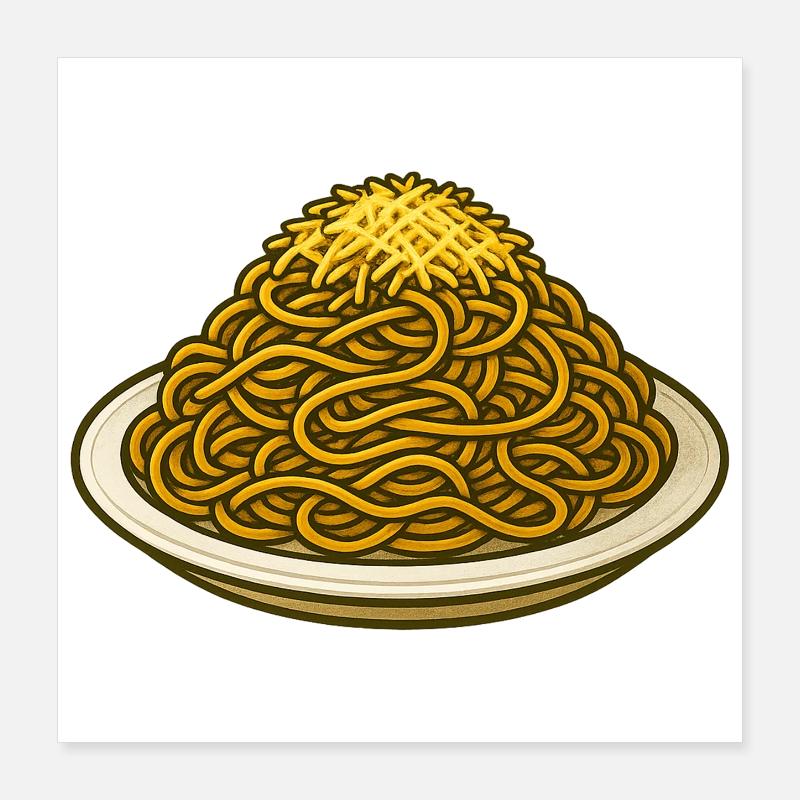 Spaghetti with cheese illustration Poster 16" x 16" (40x40 cm)
