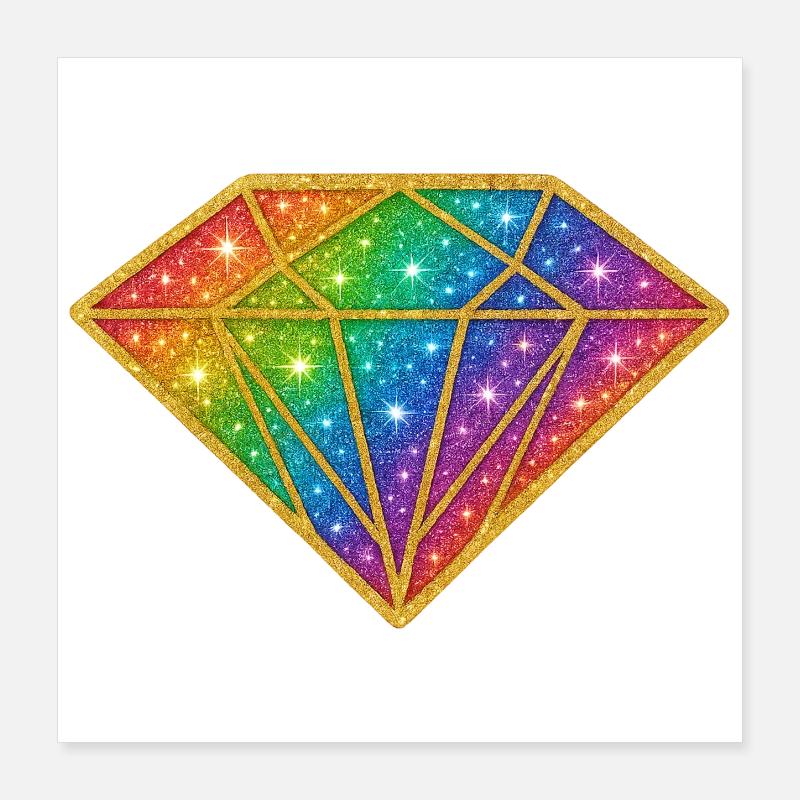 Regenbogen Diamant Glitzer Poster 40x40 cm