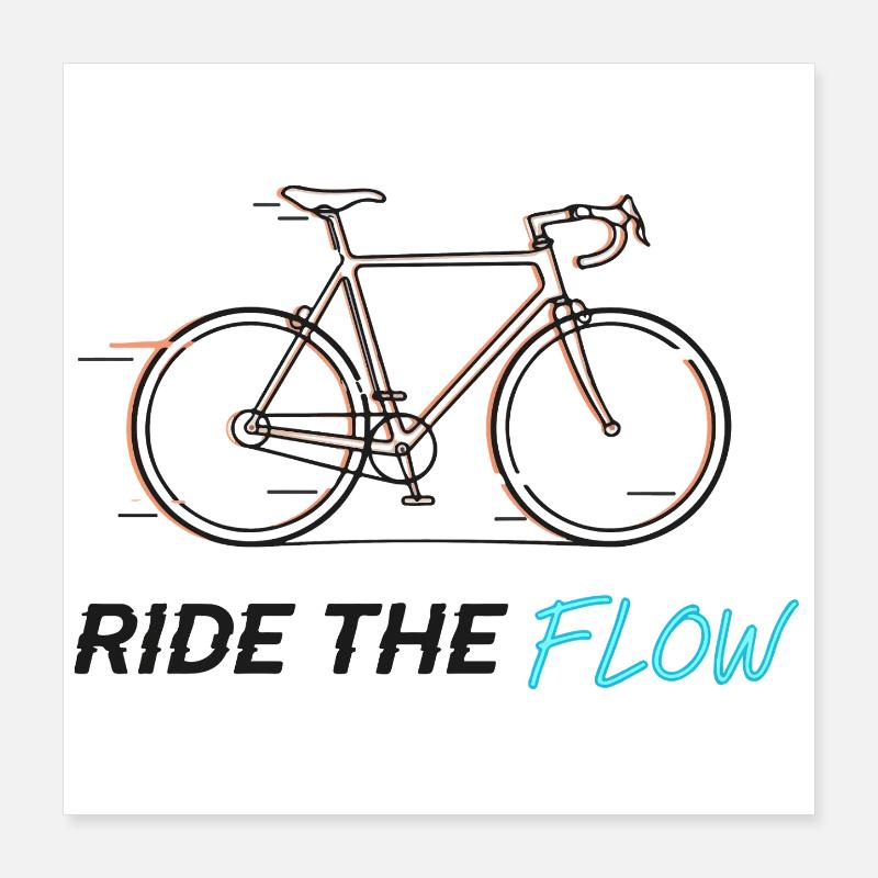 Ride the Flow Bicycle Tee Poster 16" x 16" (40x40 cm)