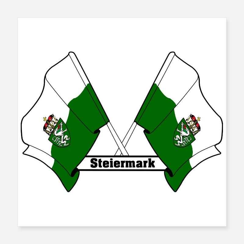 Steiermark-Flaggen mit Text Poster 40x40 cm