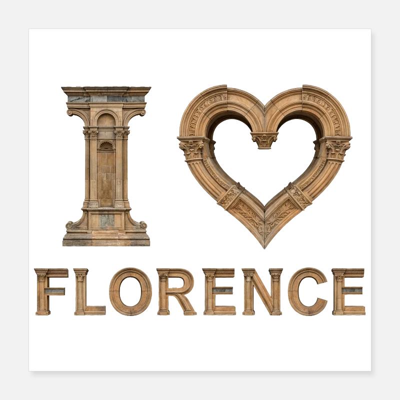 FLORENCE – Lettrage en pierre de la Renaissance Poster 40 x 40 cm