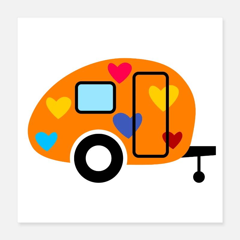Caravan heart caravan camping camper colorful Poster 16" x 16" (40x40 cm)