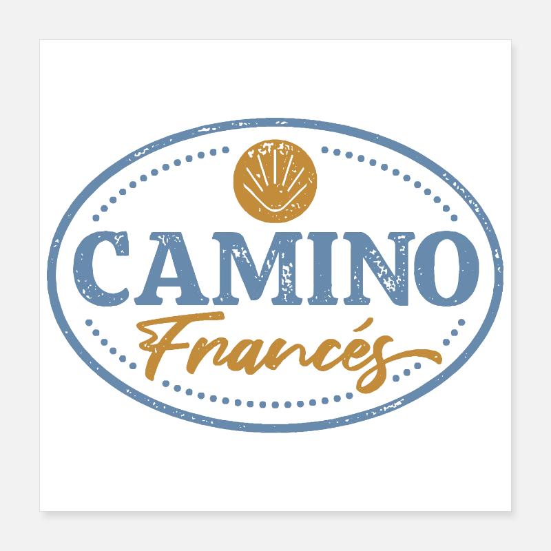 Camino Francés Pilgrim Stamp | Santiago Poster 16" x 16" (40x40 cm)